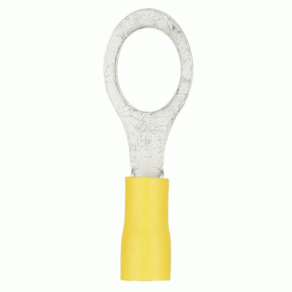 YVRT14 Yellow Vinyl Ring Terminal 10-12AWG .25"